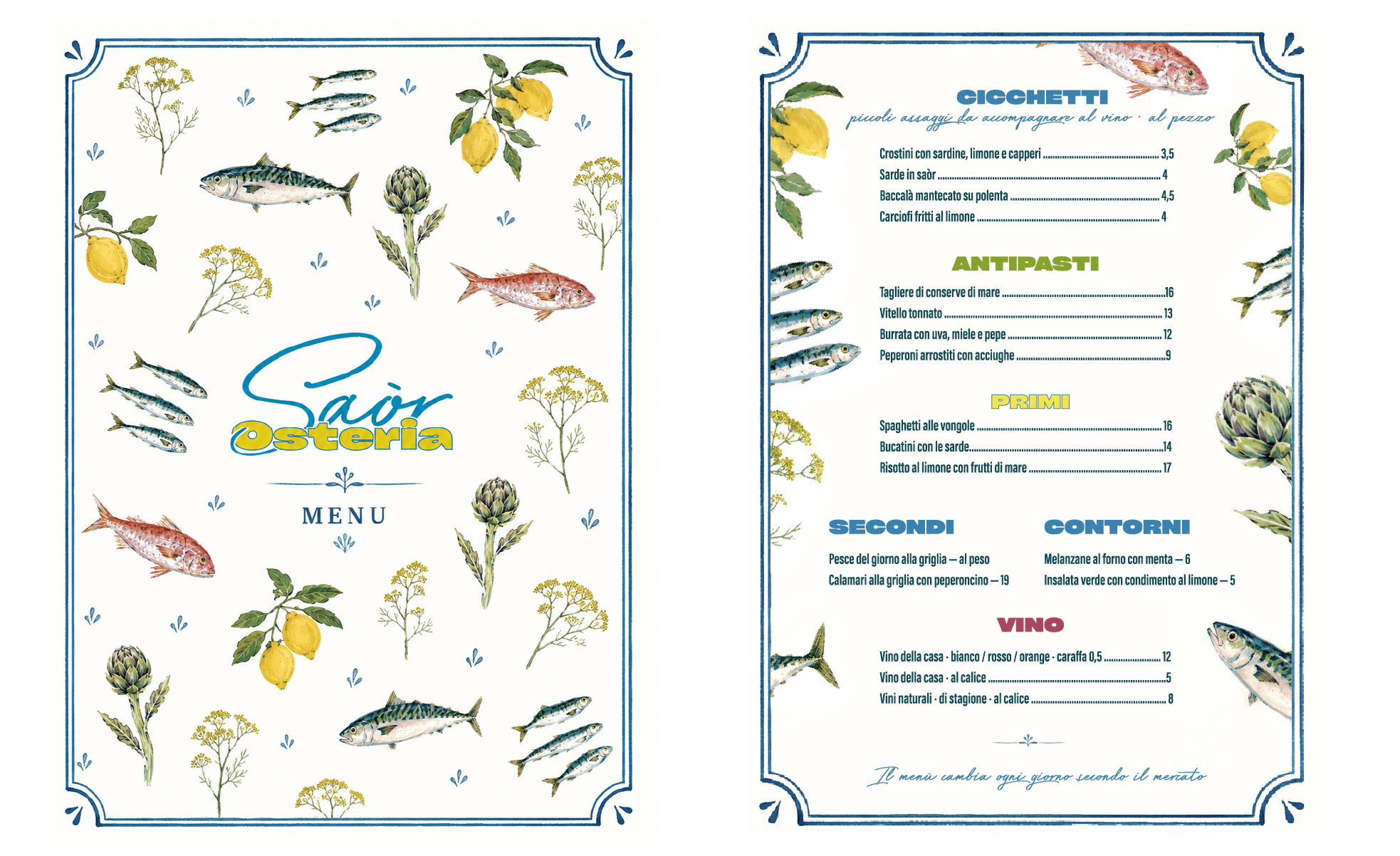 Menu spread — cover & inside